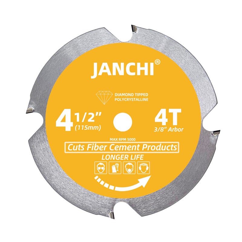Jianchi 4-1/2 Inch 4T PCD Tip Hardie Fiber Cement Circular Saw Blade with 3/8-Inch Arbor, Polycrystalline Diamond Tipped Teeth Saw Blade for Laminate Flooring - Image 1